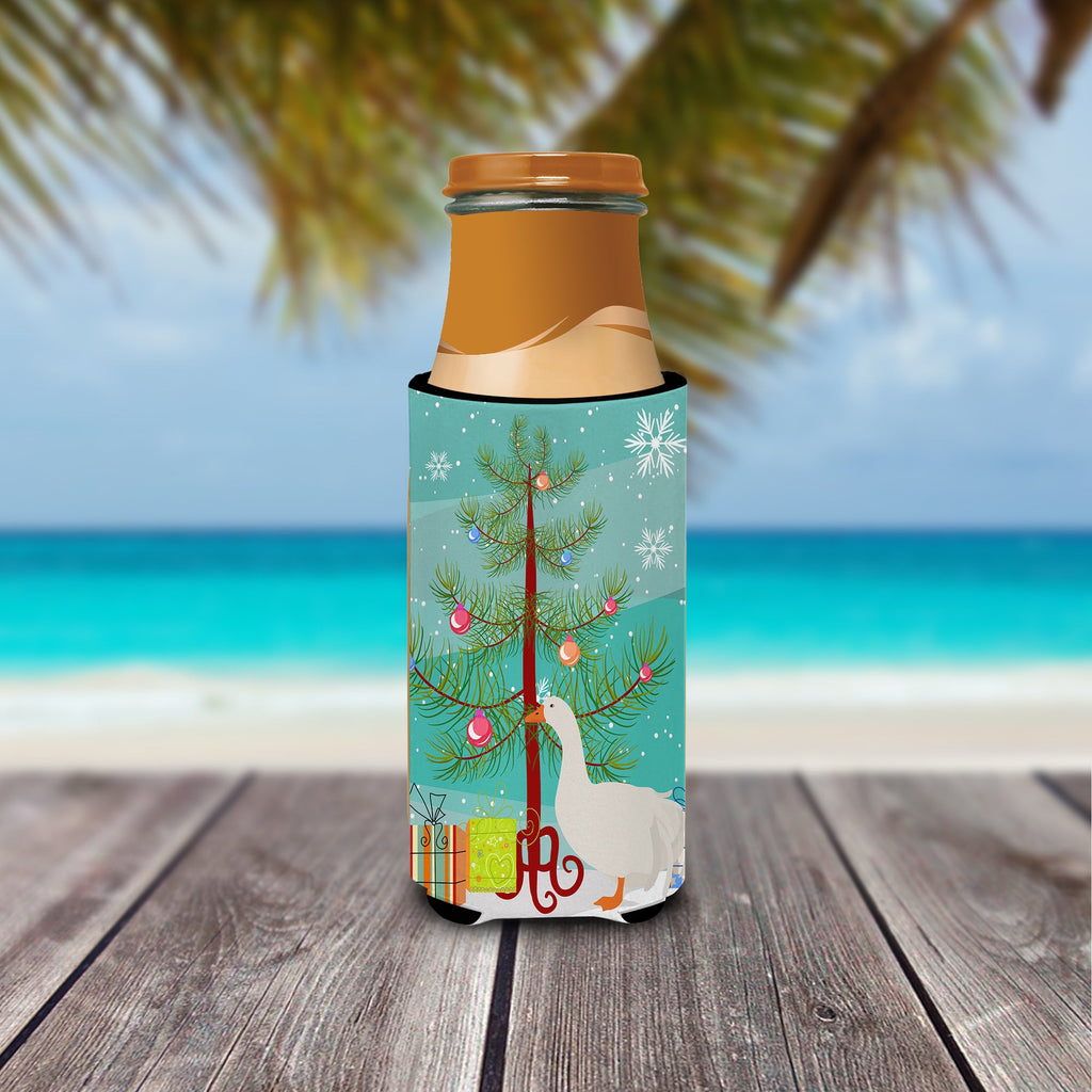 Sebastopol Goose Christmas Slim Can Hugger , Insulated Foam Hugger for 12 oz Slim Cans, Beer Bottles & Water Bottles, Printed in USA