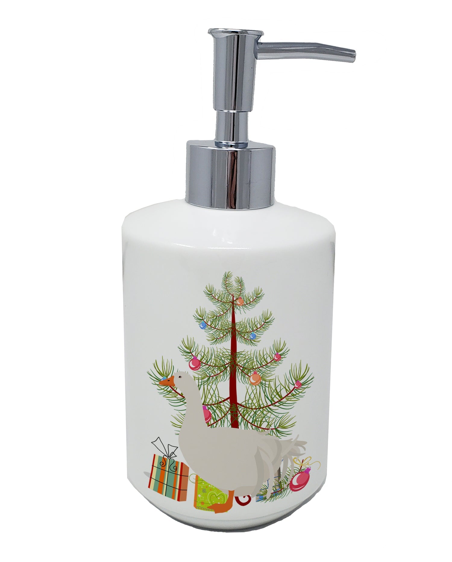 Sebastopol Goose Christmas Ceramic Soap Dispenser , Empty Refillable Hand Soap Pump Bottle for Bathroom Kitchen