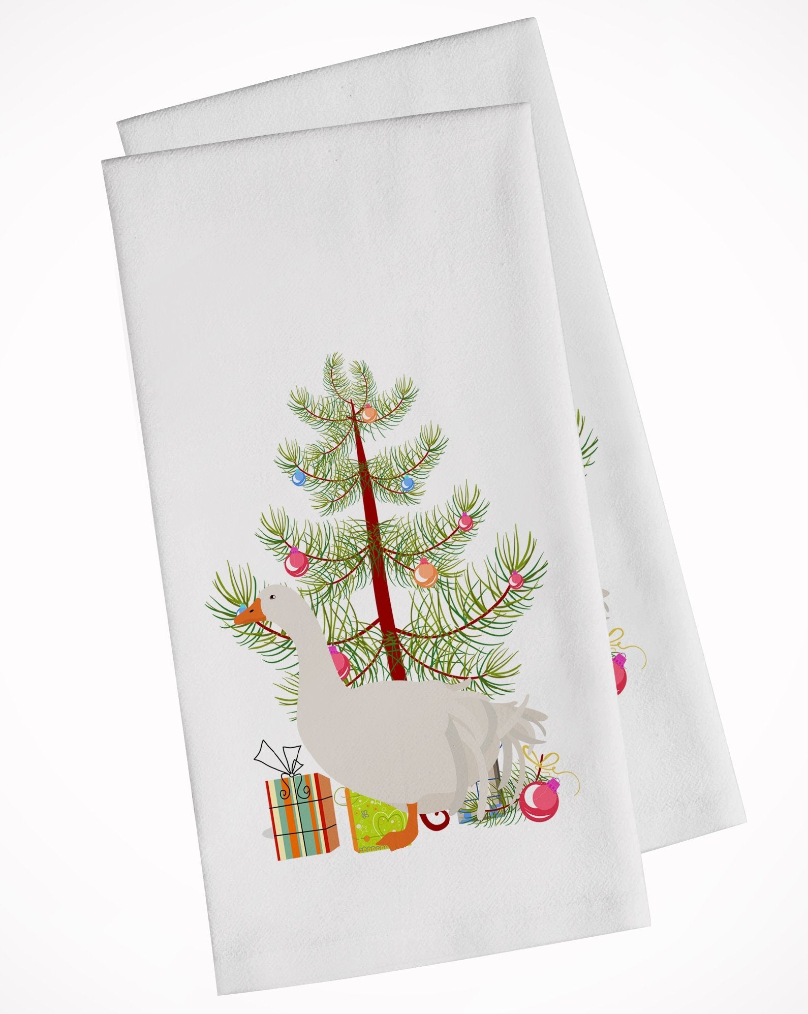 Sebastopol Goose Christmas Kitchen Towel Set of 2 White Dish Towels Decorative Bathroom Hand towel for Hand, Face, Hair, Yoga, Tea, Dishcloth, 19 X 28", White
