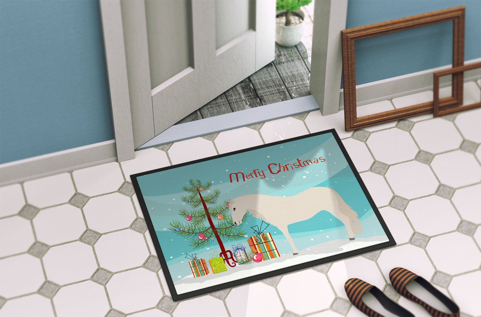 Paso Fino Horse Christmas Doormat Indoor Outdoor 24H X 36W Front Door Mat Rugs for Entryway, Non Slip Washable Low Pile,