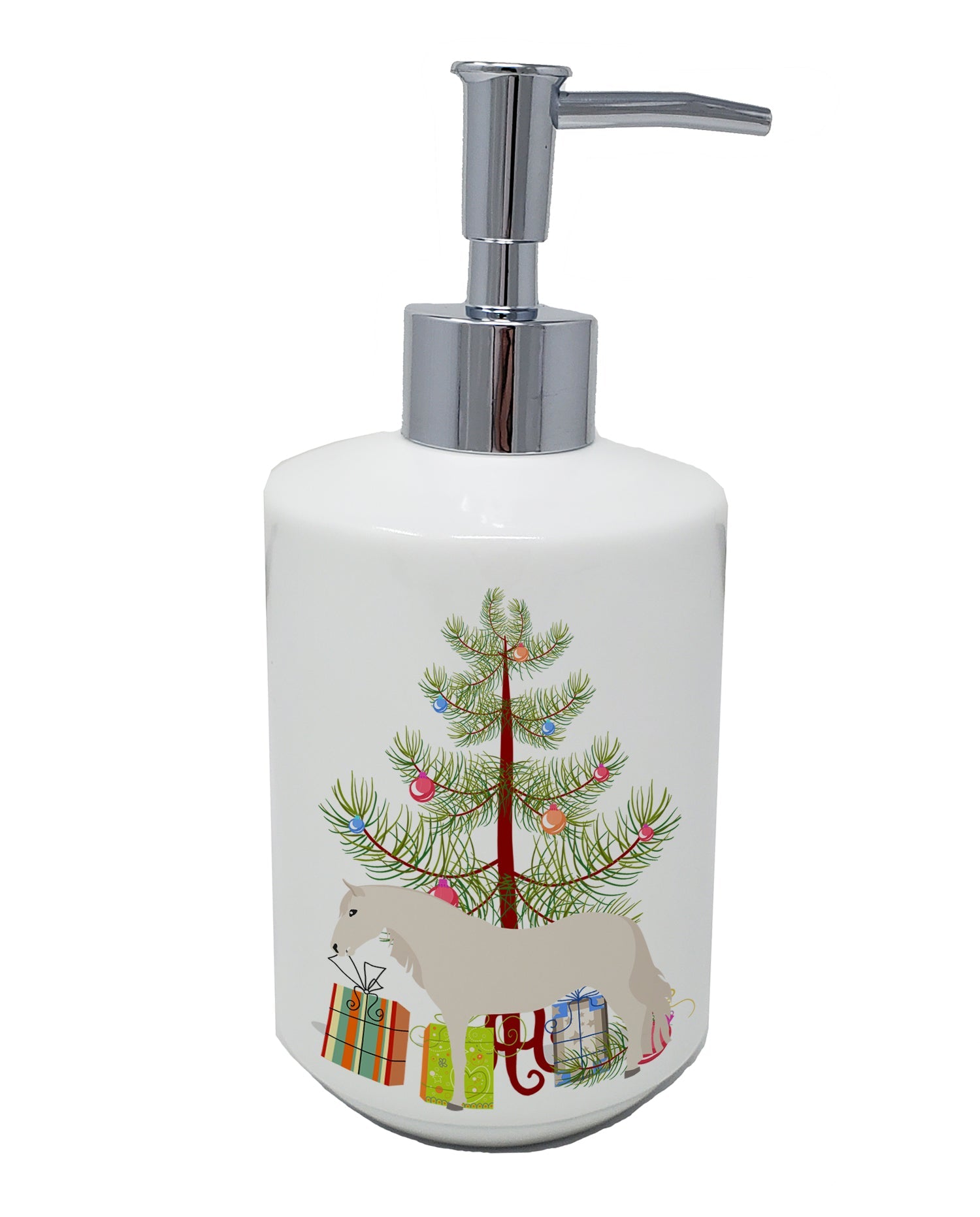 Paso Fino Horse Christmas Ceramic Soap Dispenser , Empty Refillable Hand Soap Pump Bottle for Bathroom Kitchen