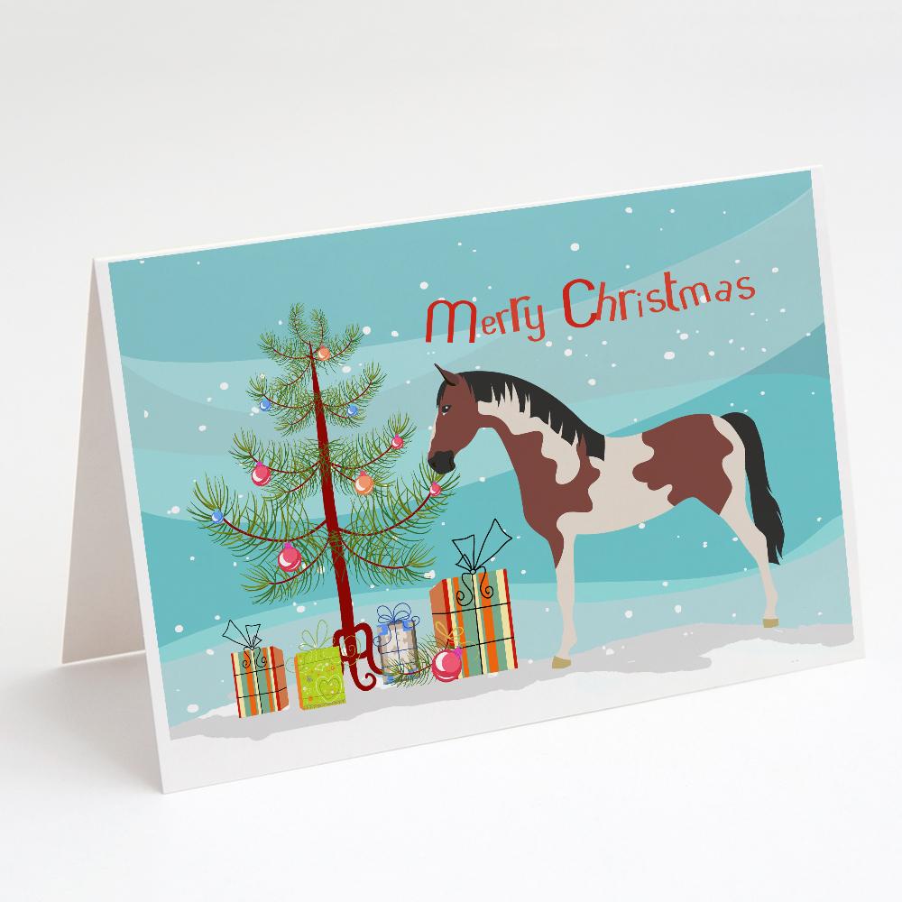 Pinto Horse Christmas Greeting Cards Pack of 8 Blank Cards with Envelopes Whimsical A7 Size 5x7
