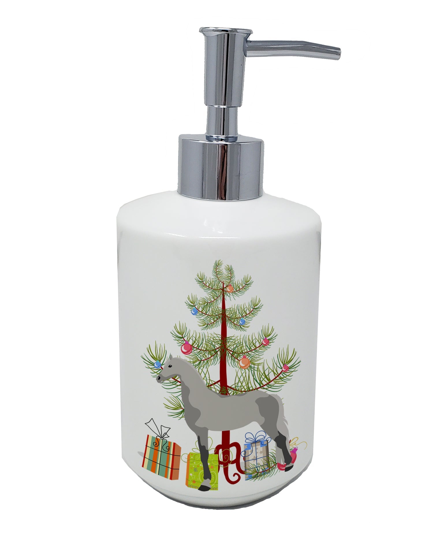 Orlov Trotter Horse Christmas Ceramic Soap Dispenser , Empty Refillable Hand Soap Pump Bottle for Bathroom Kitchen