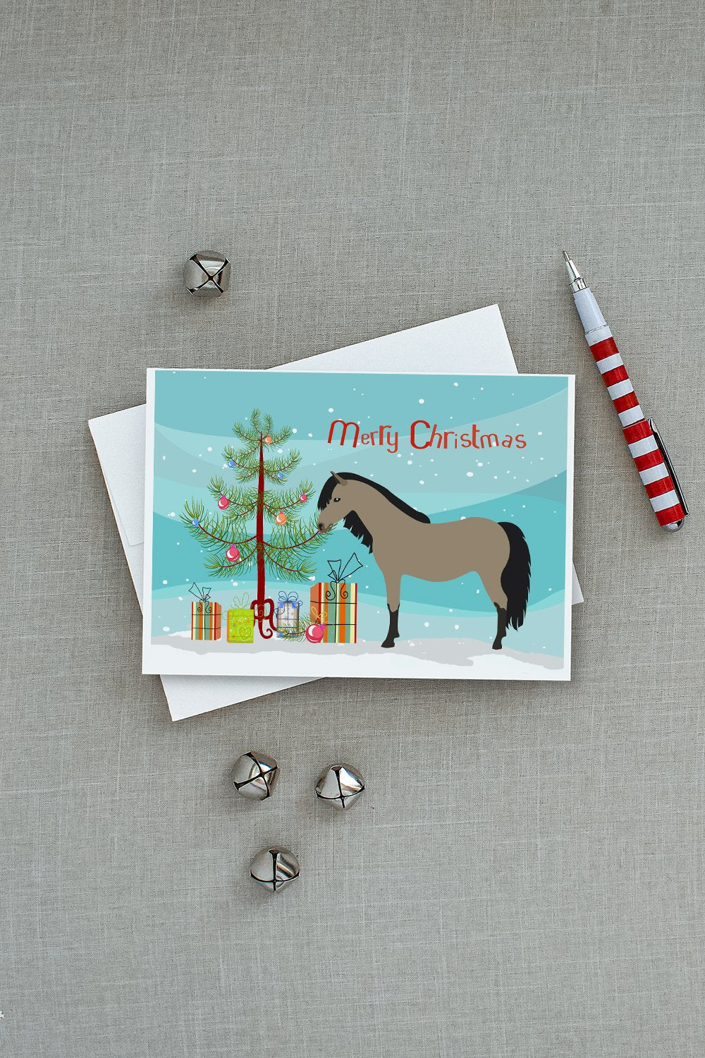 Welsh Pony Horse Christmas Greeting Cards Pack of 8 Blank Cards with Envelopes Whimsical A7 Size 5x7