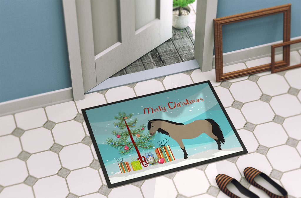 Welsh Pony Horse Christmas Doormat Indoor Outdoor 18H X 27W Front Door Mat Rugs for Entryway, Non Slip Washable