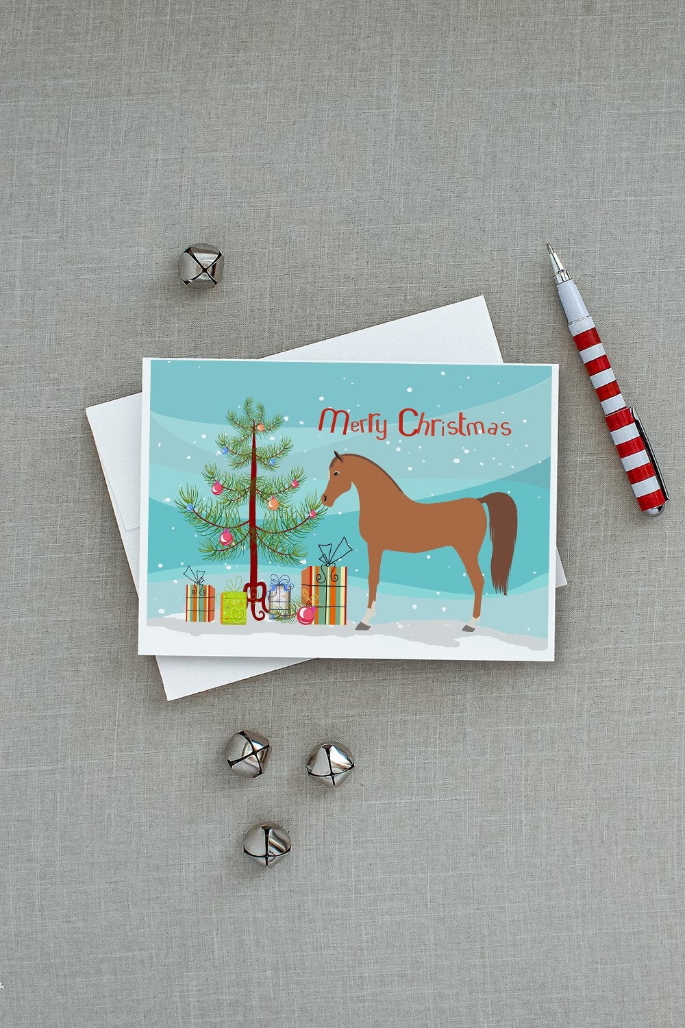 Arabian Horse Christmas Greeting Cards Pack of 8 Blank Cards with Envelopes Whimsical A7 Size 5x7