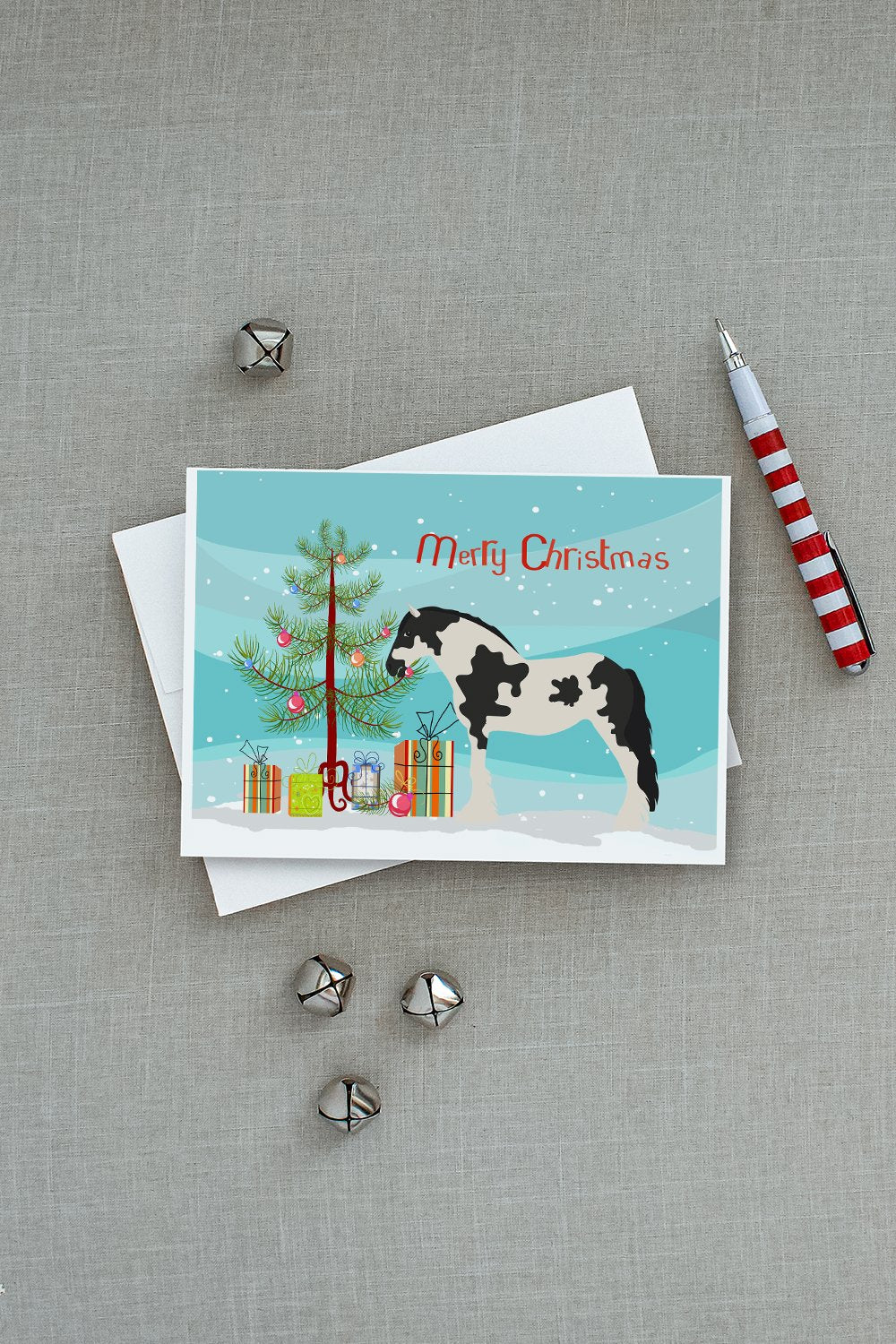 Cyldesdale Horse Christmas Greeting Cards Pack of 8 Blank Cards with Envelopes Whimsical A7 Size 5x7