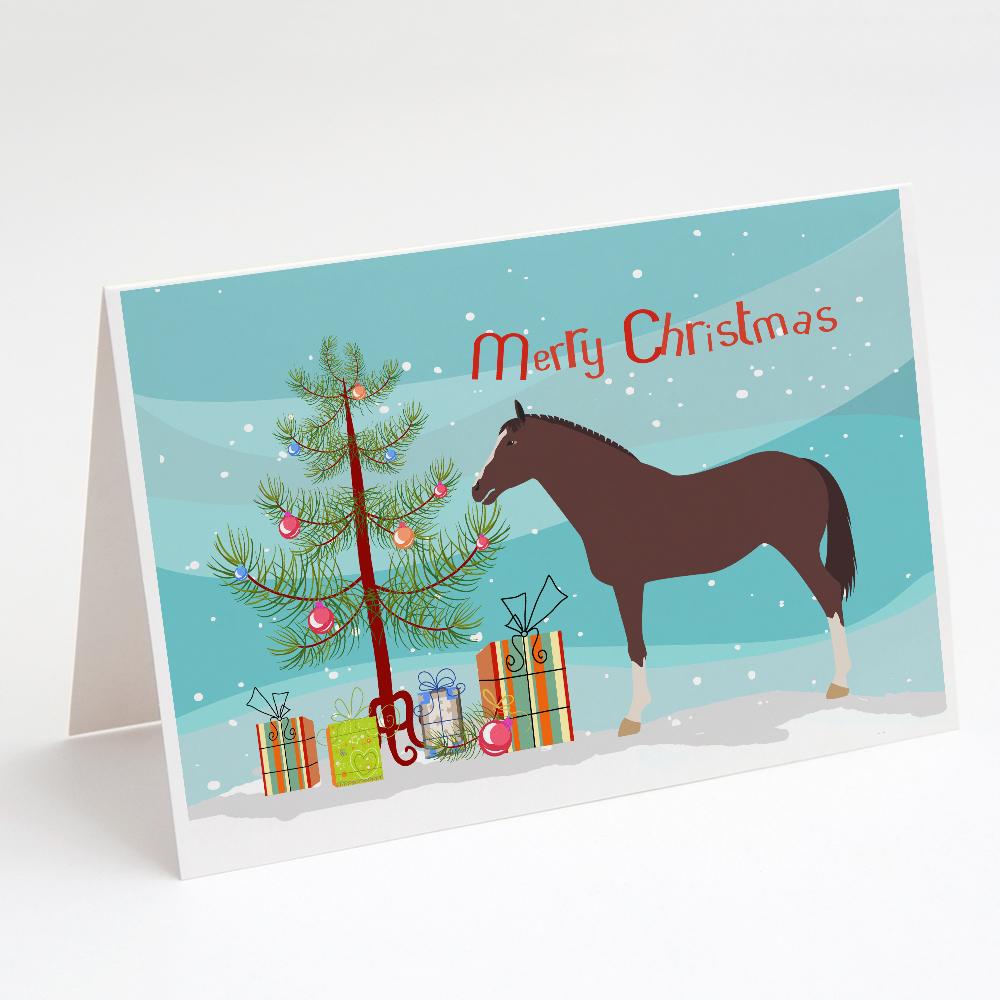 English Thoroughbred Horse Christmas Greeting Cards Pack of 8 Blank Cards with Envelopes Whimsical A7 Size 5x7