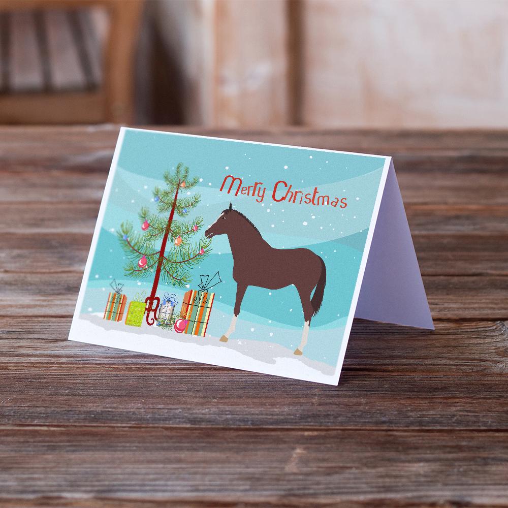 English Thoroughbred Horse Christmas Greeting Cards Pack of 8 Blank Cards with Envelopes Whimsical A7 Size 5x7