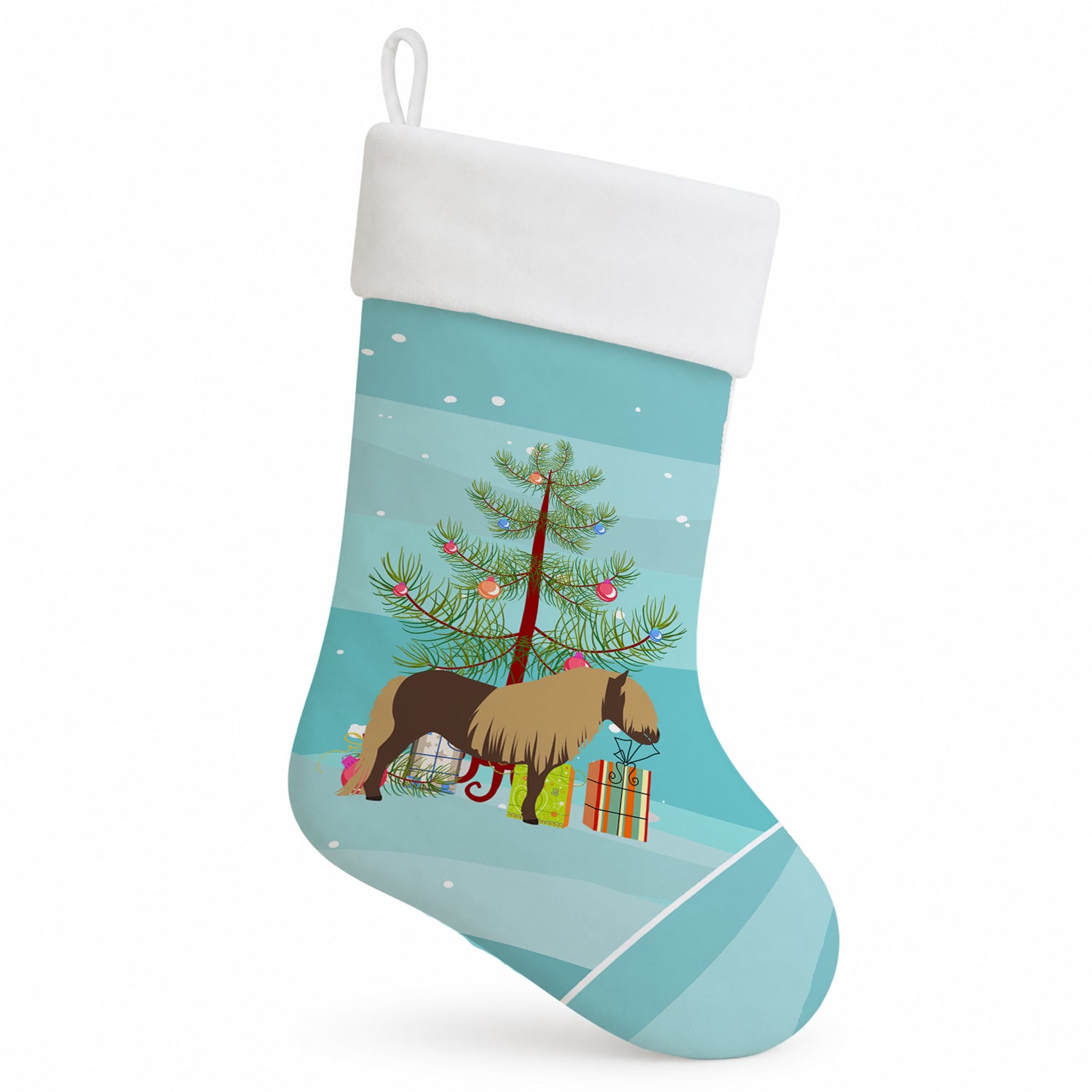 Shetland Pony Horse Christmas Holiday Stocking Double-Sided Print, Polyester Suede,11x18, Made in USA