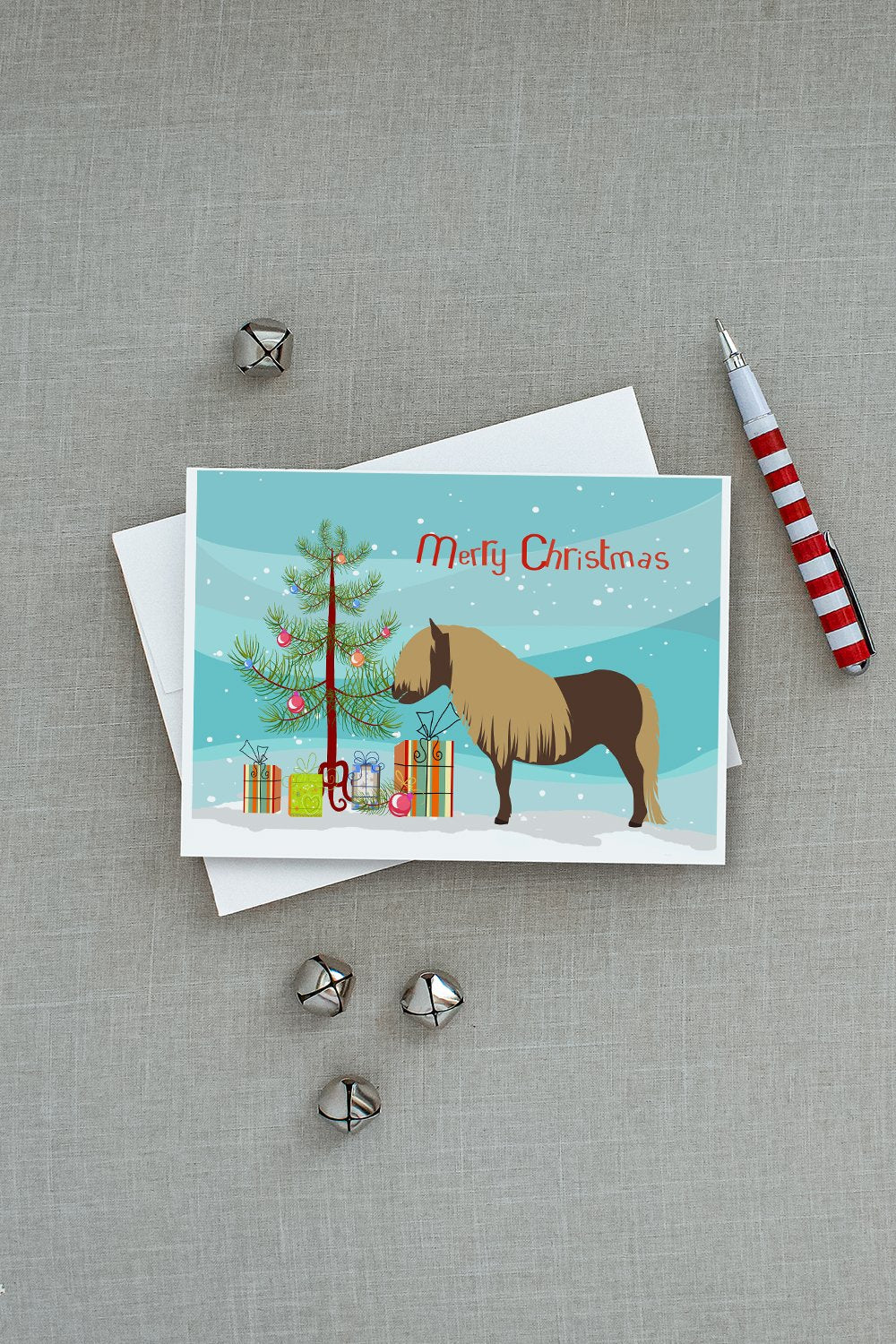 Shetland Pony Horse Christmas Greeting Cards Pack of 8 Blank Cards with Envelopes Whimsical A7 Size 5x7