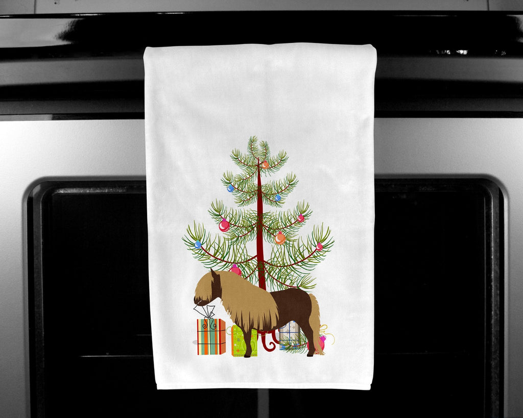 Shetland Pony Horse Christmas Kitchen Towel Set of 2 White Dish Towels Decorative Bathroom Hand towel for Hand, Face, Hair, Yoga, Tea, Dishcloth, 19 X 28", White