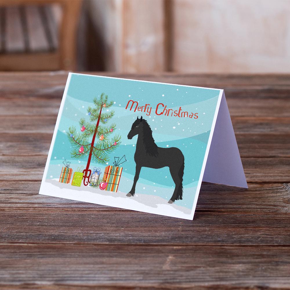 Friesian Horse Christmas Greeting Cards Pack of 8 Blank Cards with Envelopes Whimsical A7 Size 5x7