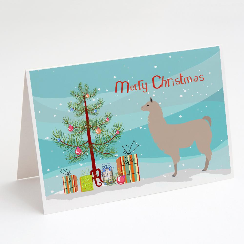 Llama Christmas Greeting Cards Pack of 8 Blank Cards with Envelopes Whimsical A7 Size 5x7