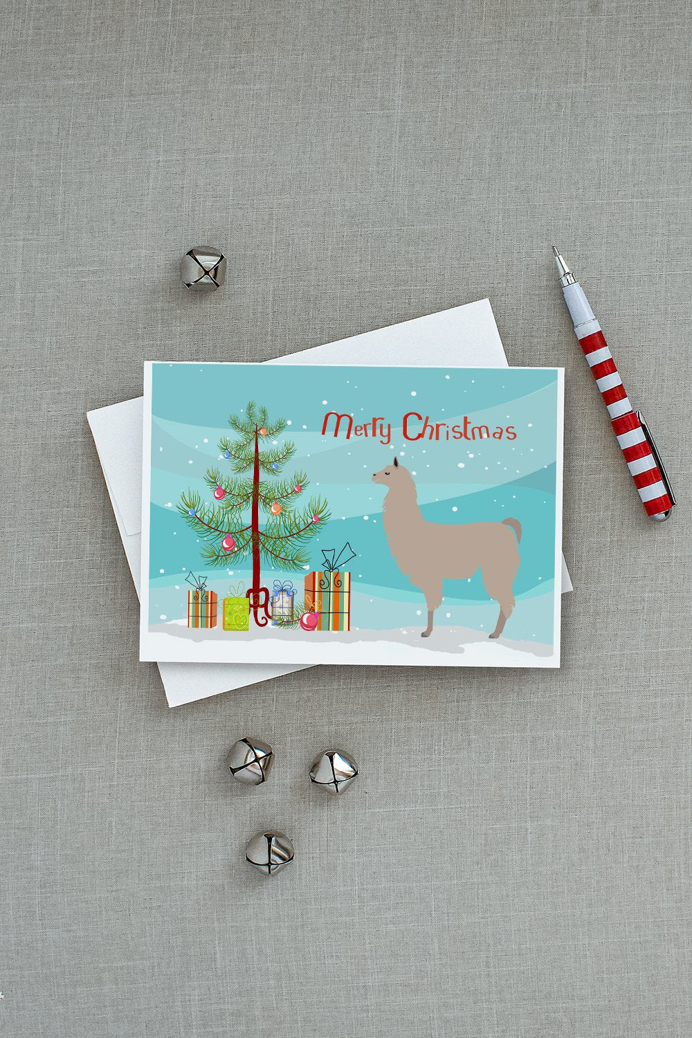 Llama Christmas Greeting Cards Pack of 8 Blank Cards with Envelopes Whimsical A7 Size 5x7