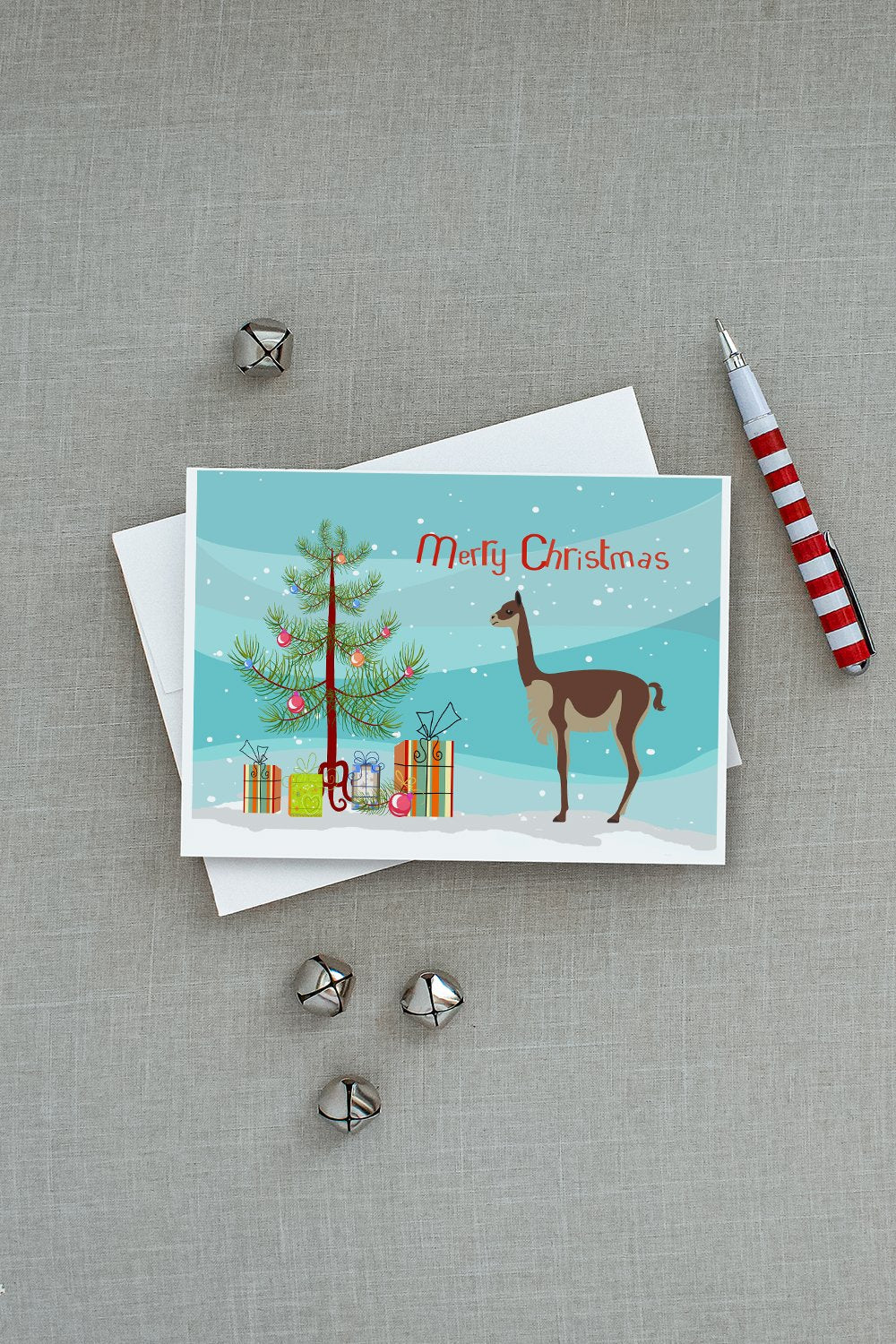 Vicugna or Vicuna Christmas Greeting Cards Pack of 8 Blank Cards with Envelopes Whimsical A7 Size 5x7