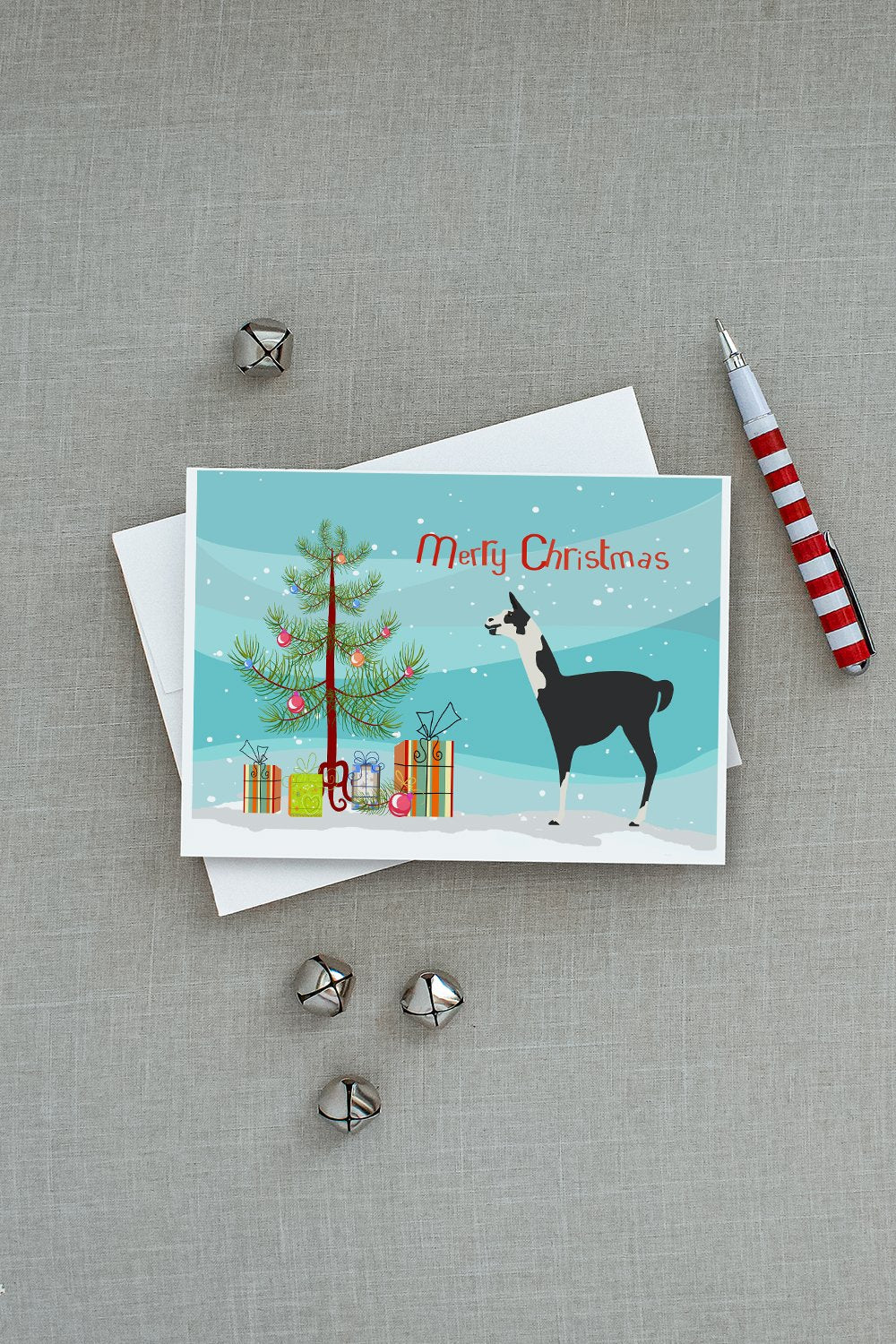 Llama Q' Ara Christmas Greeting Cards Pack of 8 Blank Cards with Envelopes Whimsical A7 Size 5x7