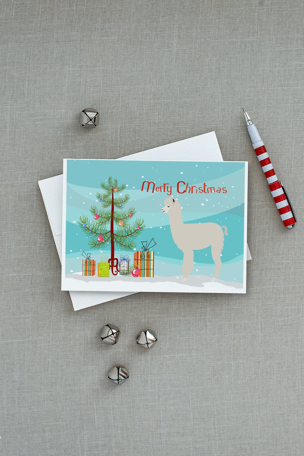 Alpaca Christmas Greeting Cards Pack of 8 Blank Cards with Envelopes Whimsical A7 Size 5x7