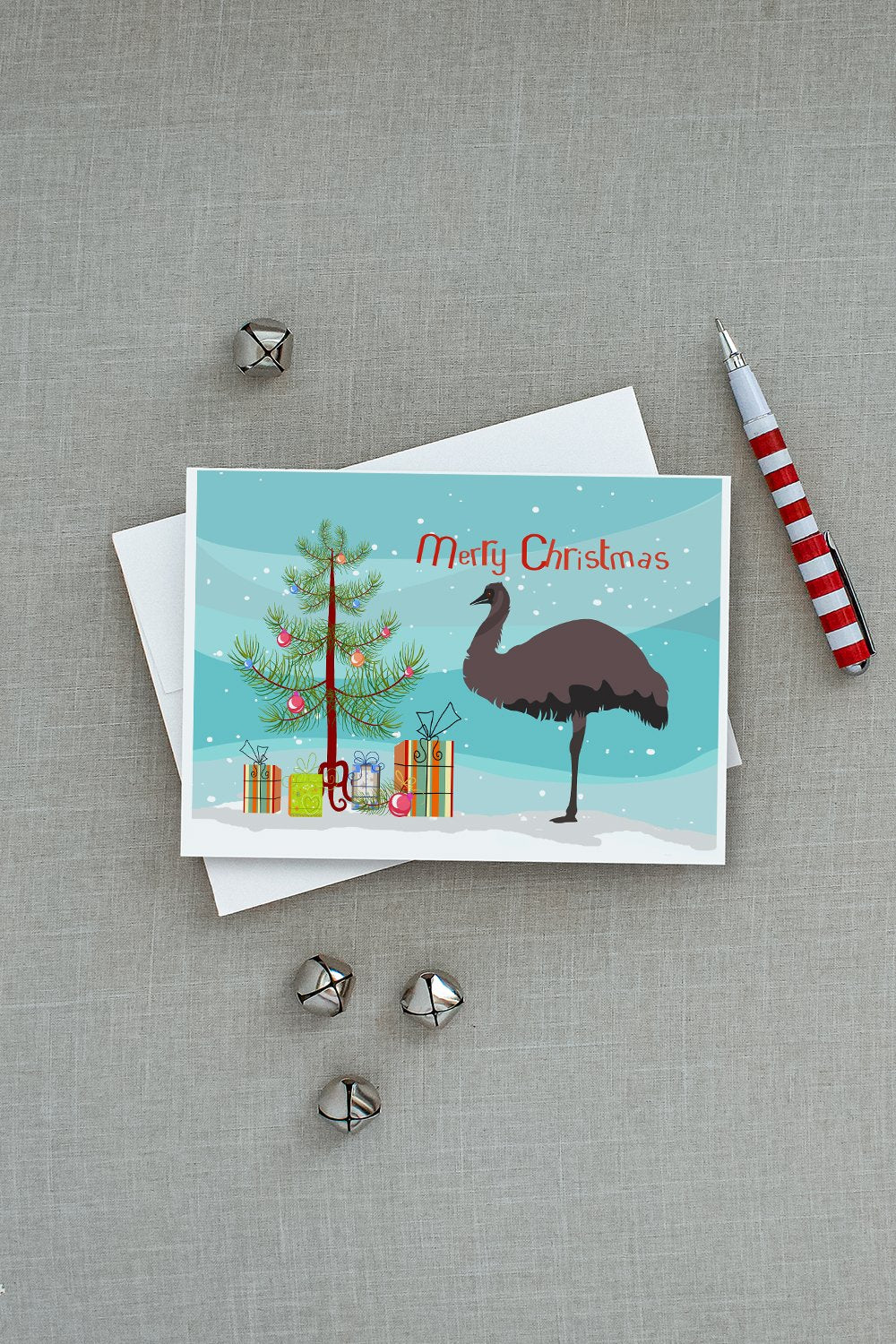 Emu Christmas Greeting Cards Pack of 8 Blank Cards with Envelopes Whimsical A7 Size 5x7