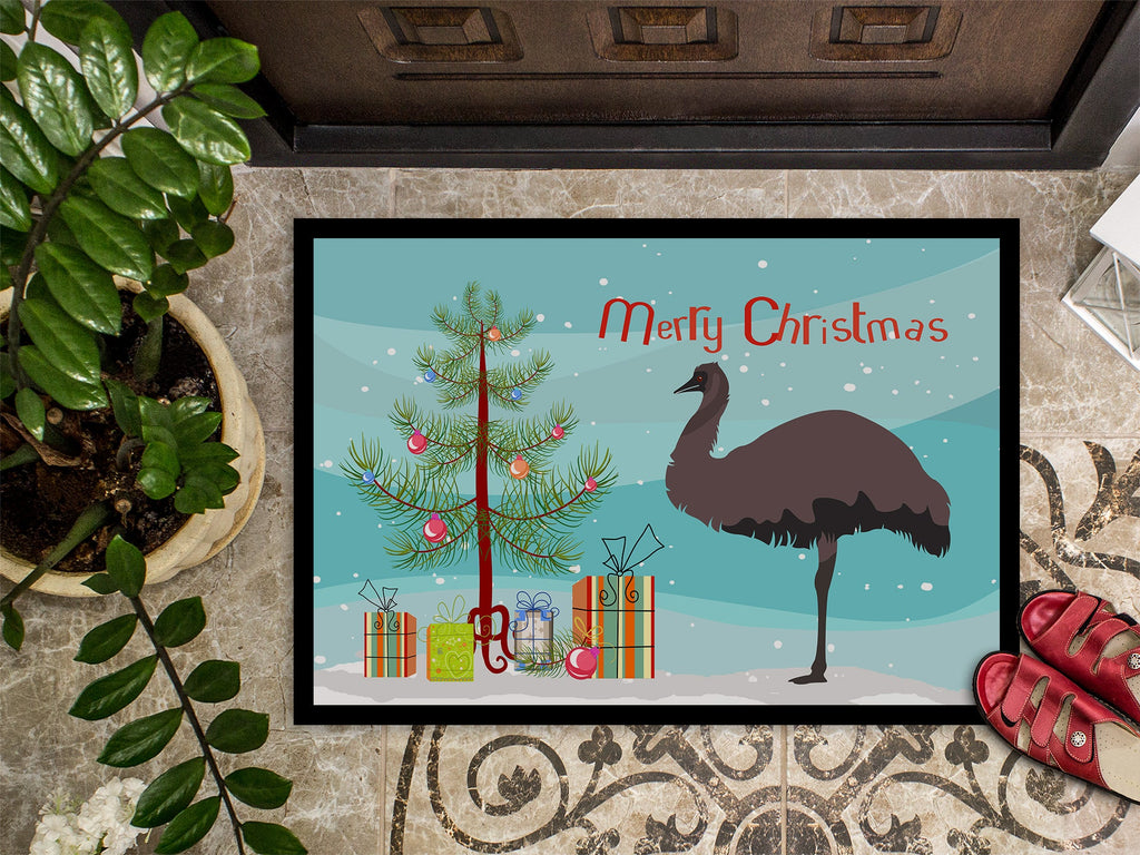 Emu Christmas Doormat Indoor Outdoor 24H X 36W Front Door Mat Rugs for Entryway, Non Slip Washable Low Pile,