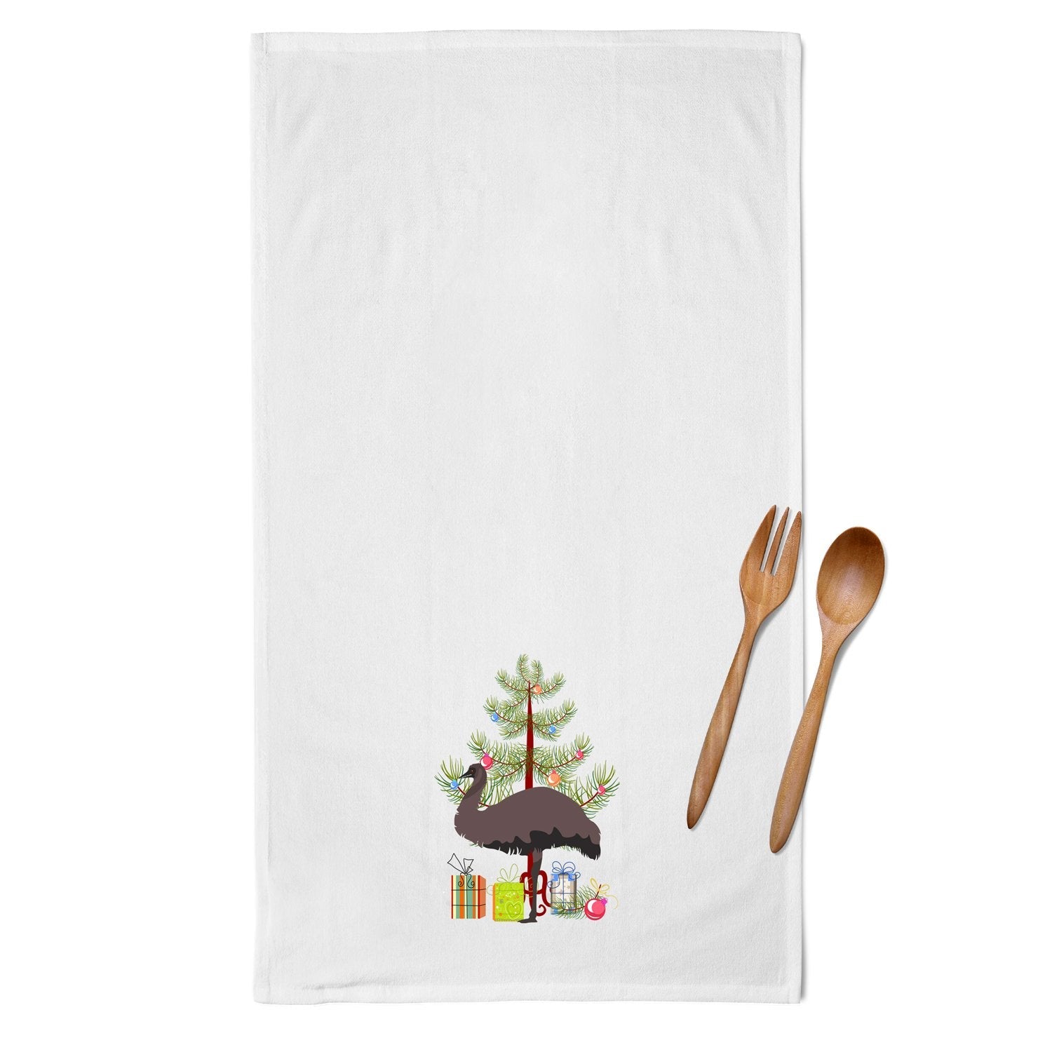 Emu Christmas Kitchen Towel Set of 2 White Dish Towels Decorative Bathroom Hand towel for Hand, Face, Hair, Yoga, Tea, Dishcloth, 19 X 28", White