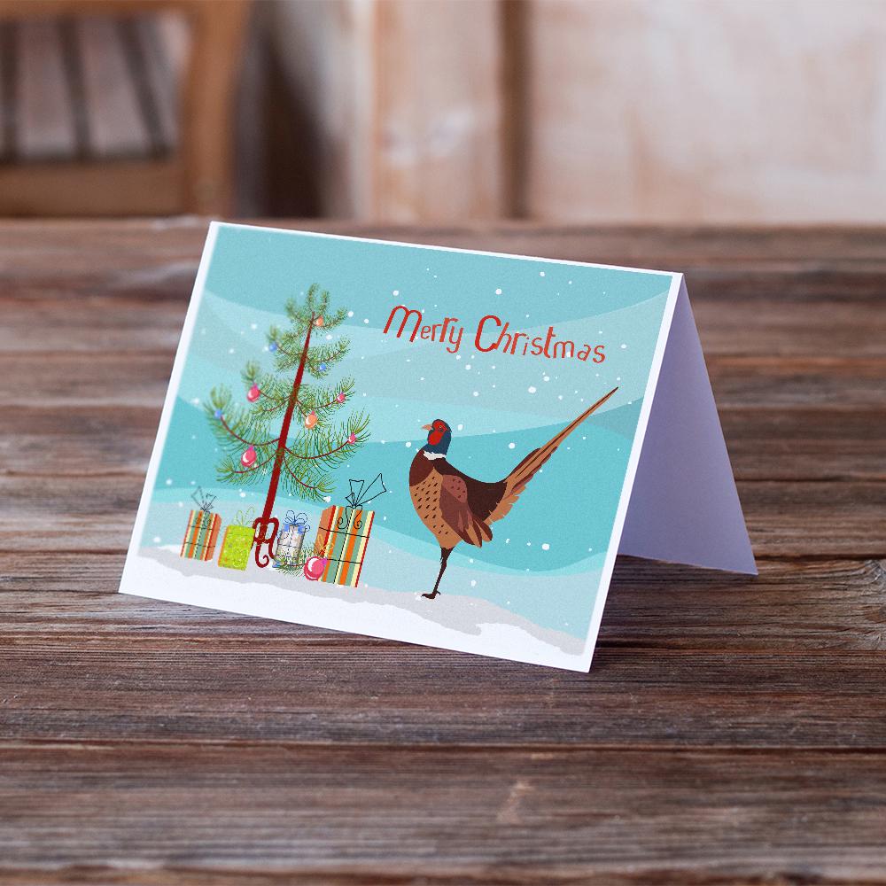 Ring-necked Common Pheasant Christmas Greeting Cards Pack of 8 Blank Cards with Envelopes Whimsical A7 Size 5x7