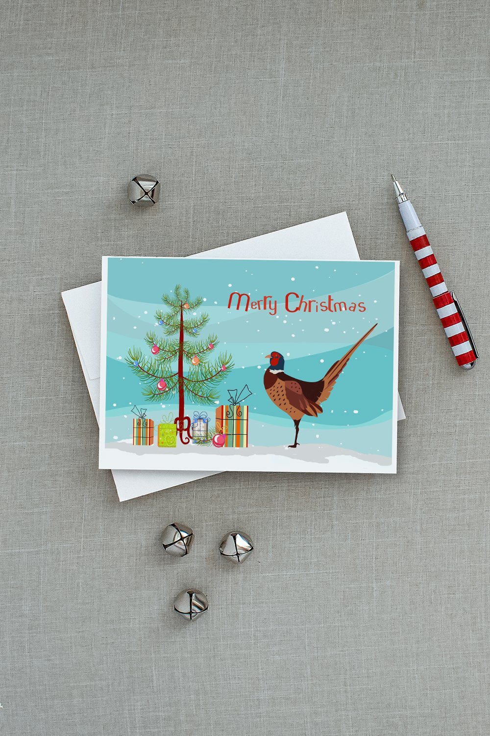 Ring-necked Common Pheasant Christmas Greeting Cards Pack of 8 Blank Cards with Envelopes Whimsical A7 Size 5x7