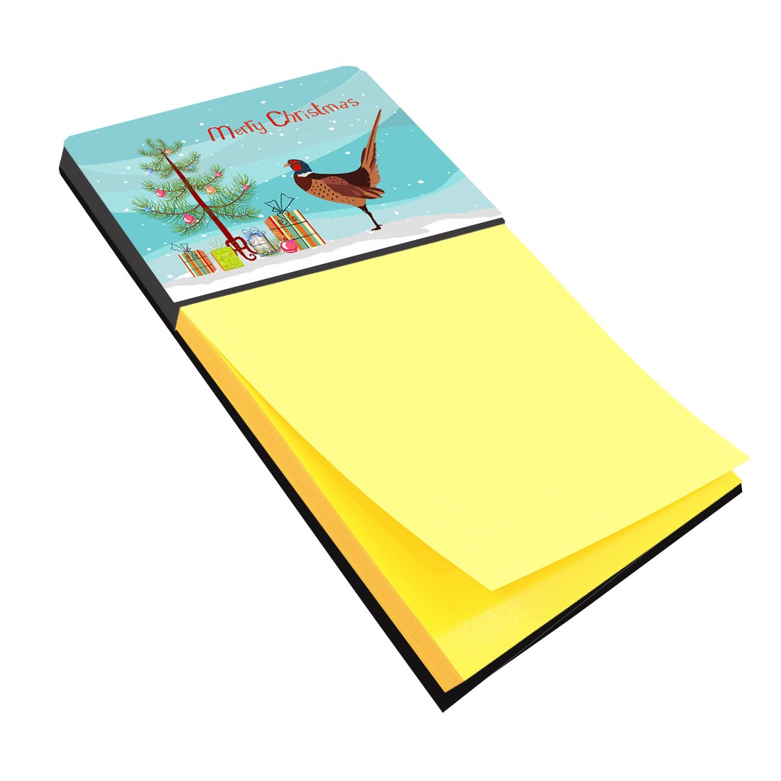 Ring-necked Common Pheasant Christmas Watercolor Sticky Note Holder Refillable Dispenser Desk Accessory 3x3 Pad Gift