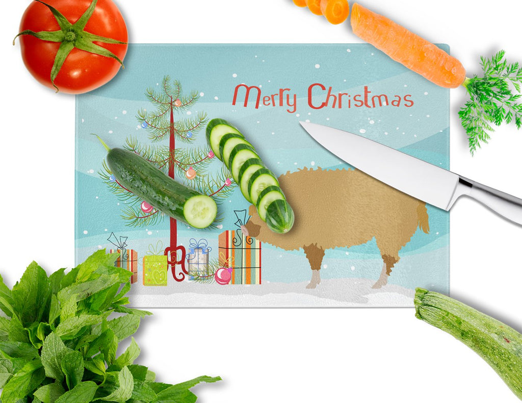 Hungarian Mangalica Pig Christmas Cutting Board Tempered Glass Kitchen Cutting Surface, Heat Resistant Chopping, Non-Slip Feet, Food Prep & Serving