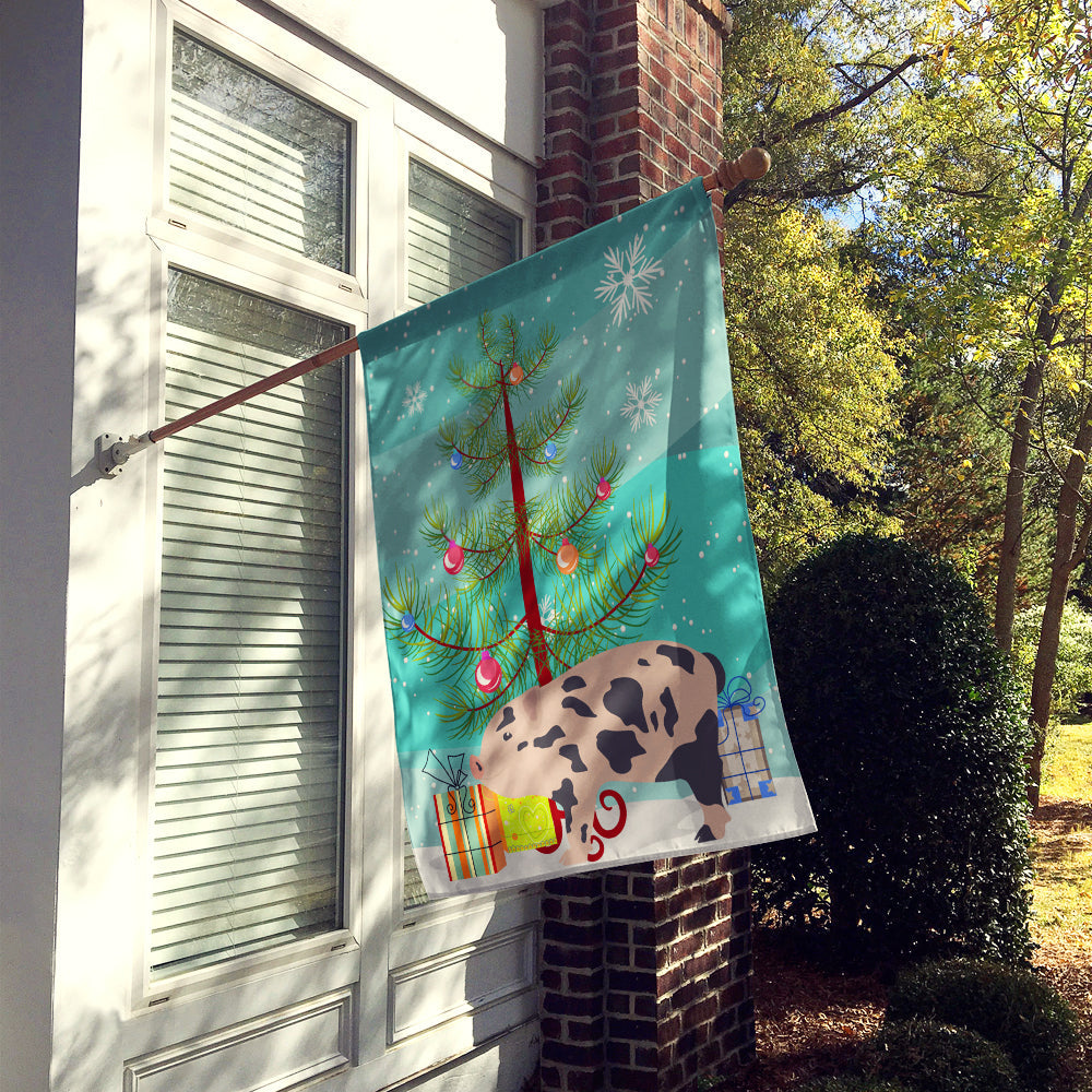Mini Miniature Pig Christmas House Flag 28x40 Porch Sleeve Pole Decorative Outside Yard Banner Artwork Wall Hanging, Polyester