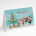 Mini Miniature Pig Christmas Greeting Cards Pack of 8 Blank Cards with Envelopes Whimsical A7 Size 5x7