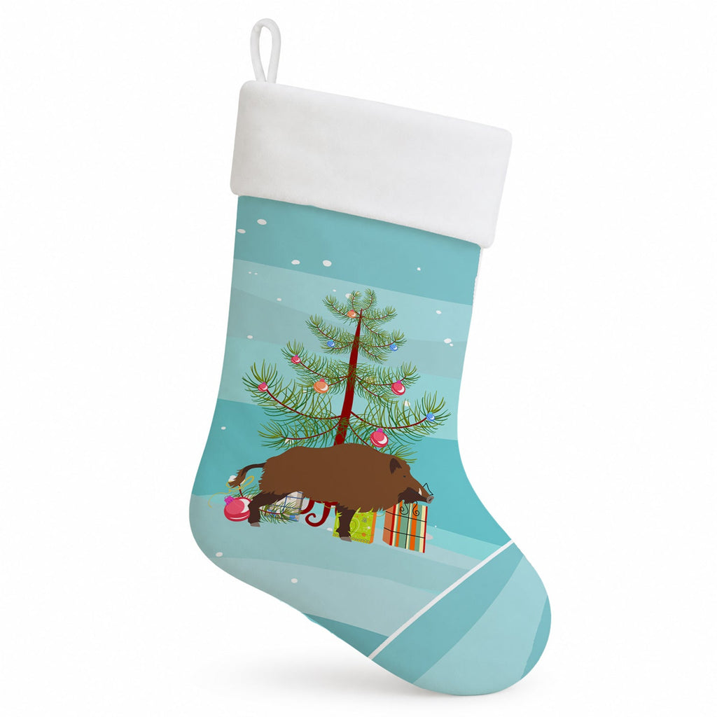 Wild Boar Pig Christmas Holiday Stocking Double-Sided Print, Polyester Suede,11x18, Made in USA