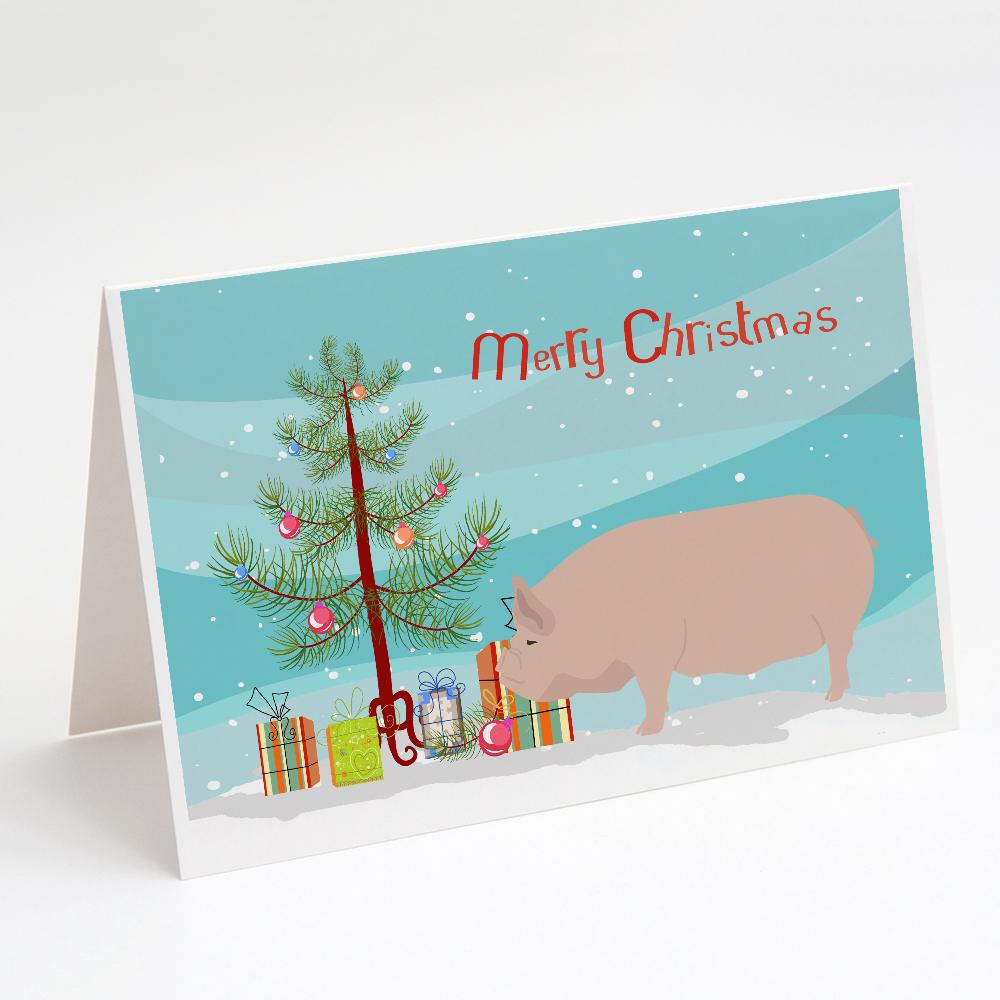 Welsh Pig Christmas Greeting Cards Pack of 8 Blank Cards with Envelopes Whimsical A7 Size 5x7