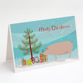 English Large White Pig Christmas Greeting Cards Pack of 8 Blank Cards with Envelopes Whimsical A7 Size 5x7