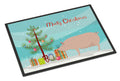 English Large White Pig Christmas Doormat Indoor Outdoor 18H X 27W Front Door Mat Rugs for Entryway, Non Slip Washable