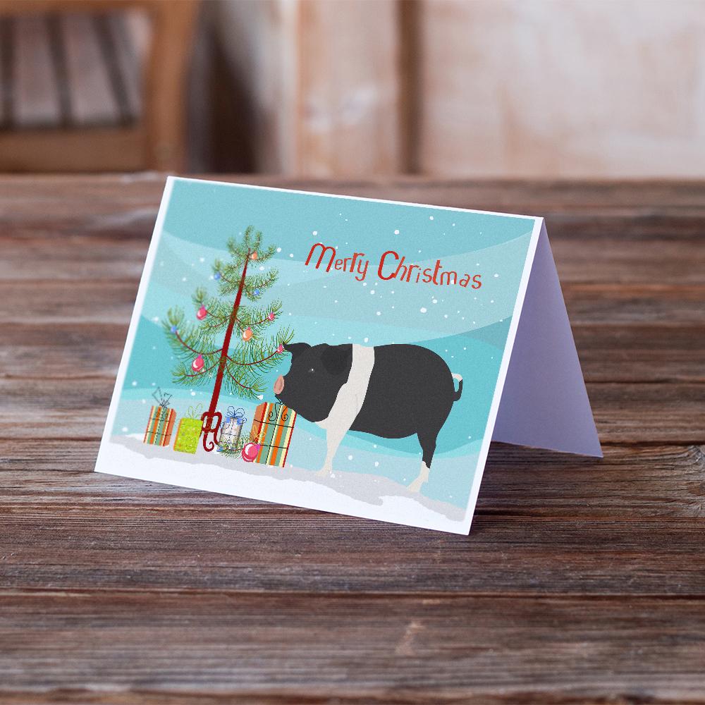Hampshire Pig Christmas Greeting Cards Pack of 8 Blank Cards with Envelopes Whimsical A7 Size 5x7