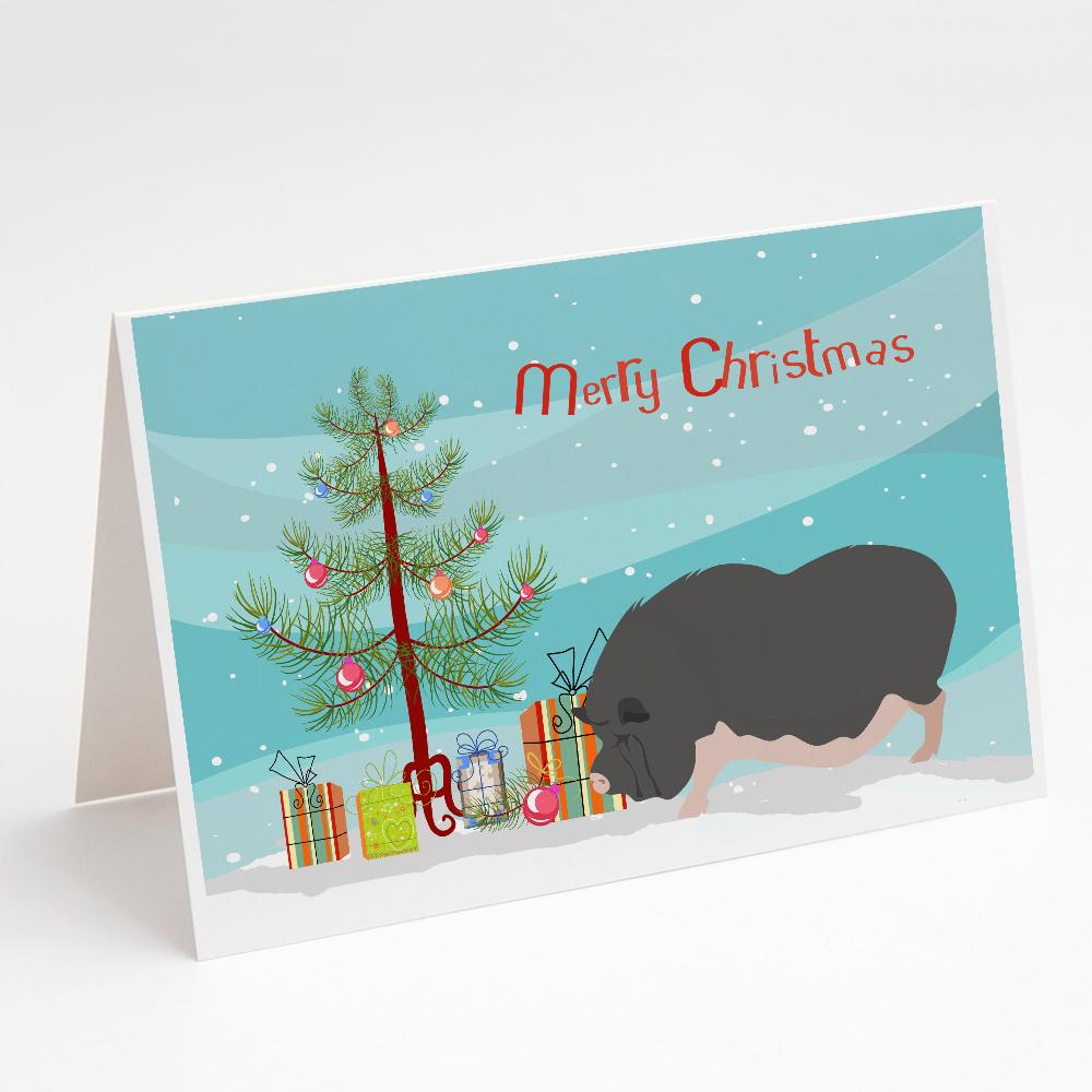 Vietnamese Pot-Bellied Pig Christmas Greeting Cards Pack of 8 Blank Cards with Envelopes Whimsical A7 Size 5x7