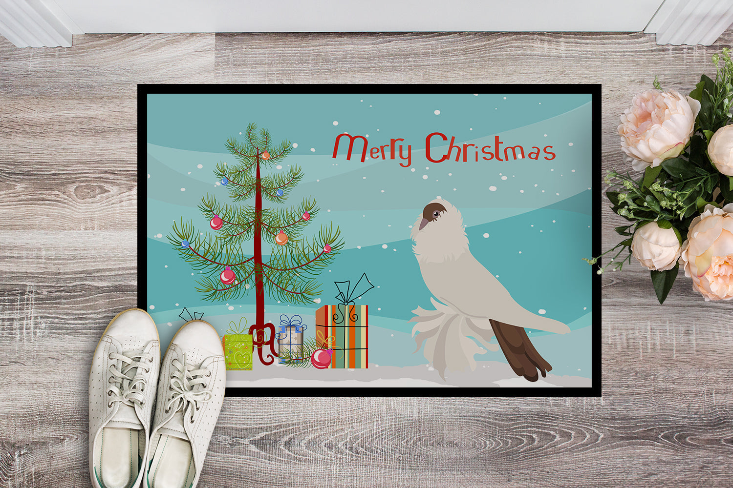 German Helmet Pigeon Christmas Doormat Indoor Outdoor 24H X 36W Front Door Mat Rugs for Entryway, Non Slip Washable Low Pile,