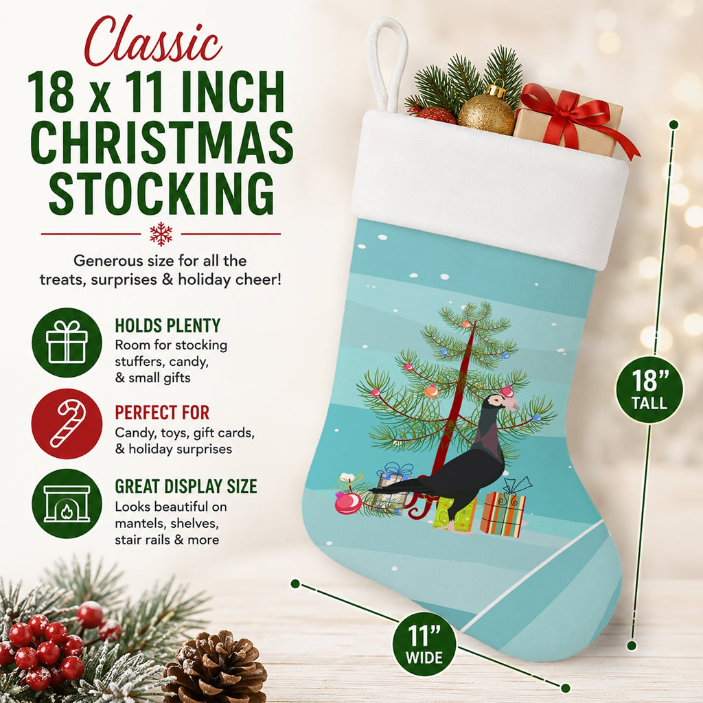 English Carrier Pigeon Christmas Holiday Stocking Double-Sided Print, Polyester Suede,11x18, Made in USA