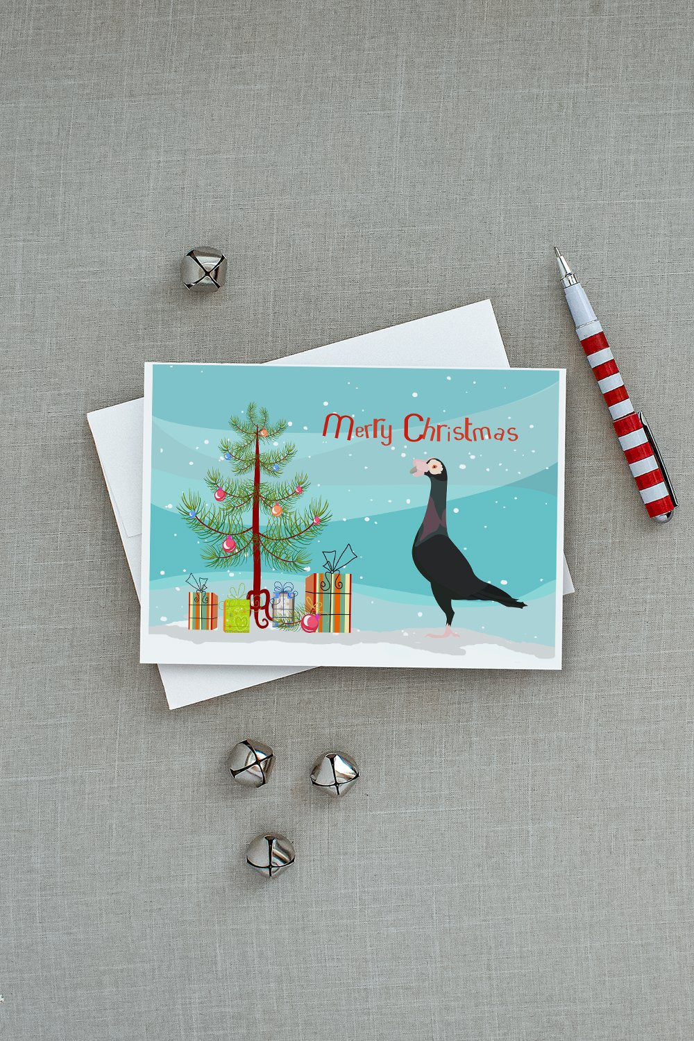 English Carrier Pigeon Christmas Greeting Cards Pack of 8 Blank Cards with Envelopes Whimsical A7 Size 5x7