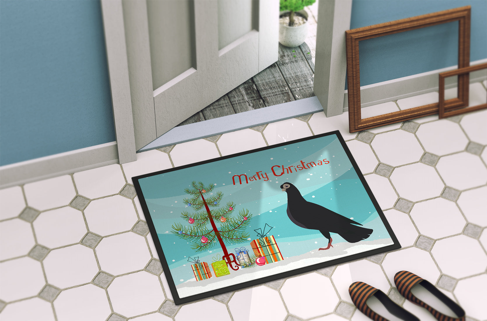 Budapest Highflyer Pigeon Christmas Doormat Indoor Outdoor 24H X 36W Front Door Mat Rugs for Entryway, Non Slip Washable Low Pile,