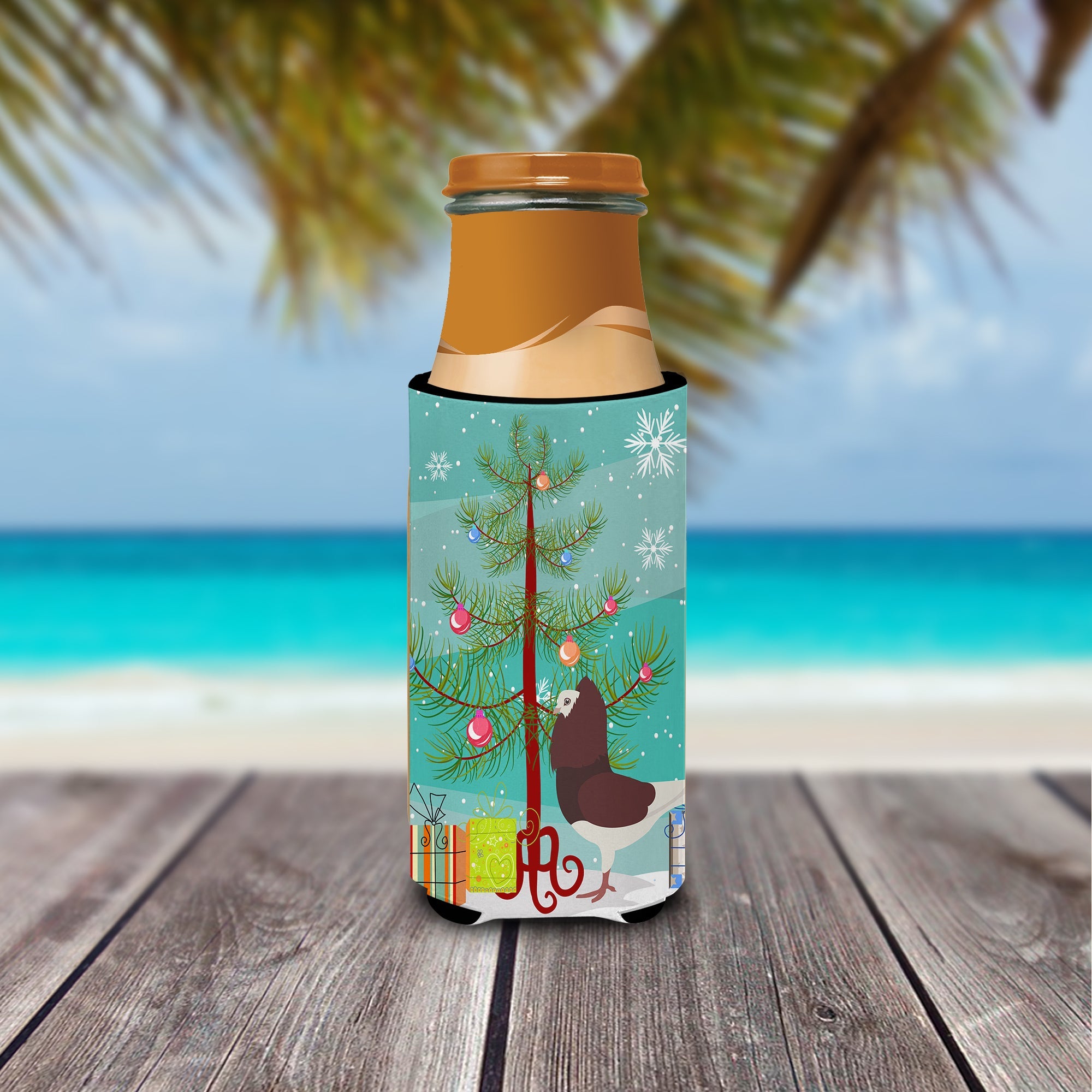 Capuchin Red Pigeon Christmas Slim Can Hugger , Insulated Foam Hugger for 12 oz Slim Cans, Beer Bottles & Water Bottles, Printed in USA