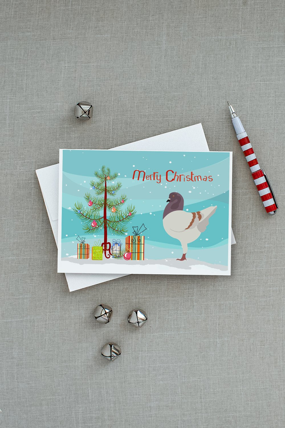 German Modena Pigeon Christmas Greeting Cards Pack of 8 Blank Cards with Envelopes Whimsical A7 Size 5x7