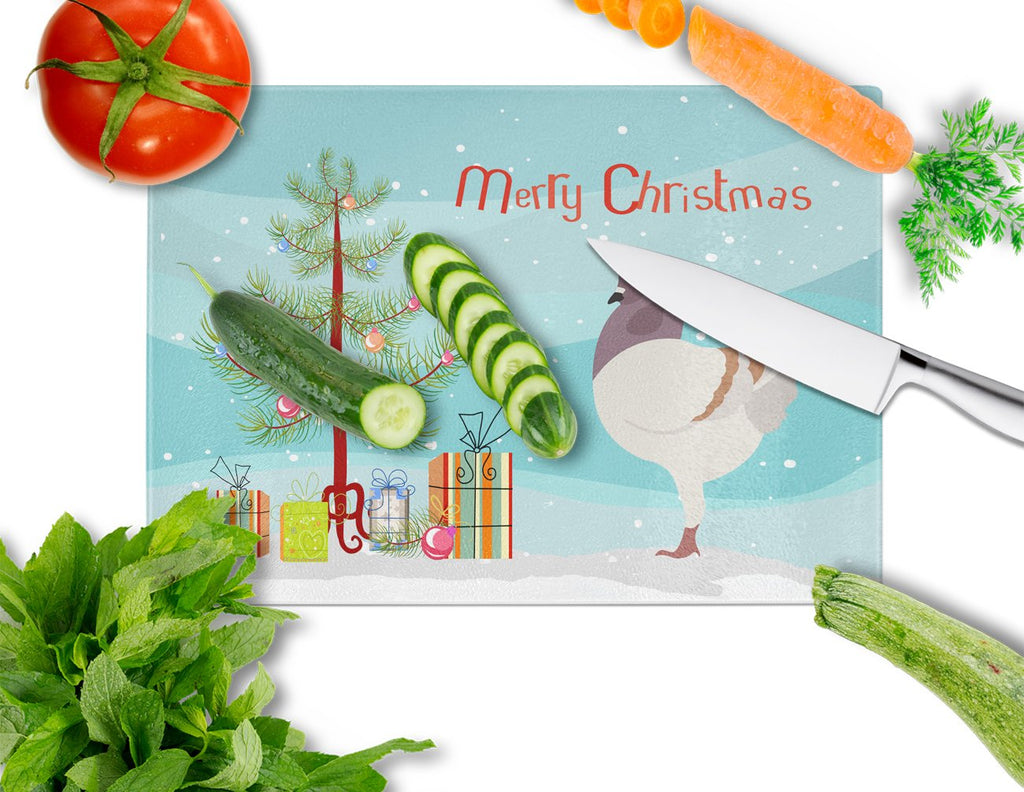 German Modena Pigeon Christmas Cutting Board Tempered Glass Kitchen Cutting Surface, Heat Resistant Chopping, Non-Slip Feet, Food Prep & Serving