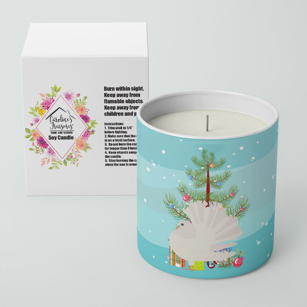 Silver Fantail Pigeon Christmas Decorative Soy Candle Nature Soy Wax Essential Oil Home Decor Ideal for Bedroom Kitchen Bath Office Gift, 10 oz
