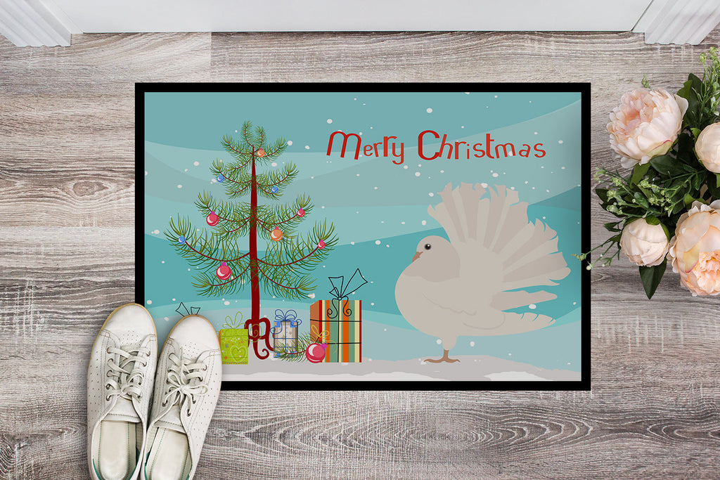 Silver Fantail Pigeon Christmas Doormat Indoor Outdoor 24H X 36W Front Door Mat Rugs for Entryway, Non Slip Washable Low Pile,
