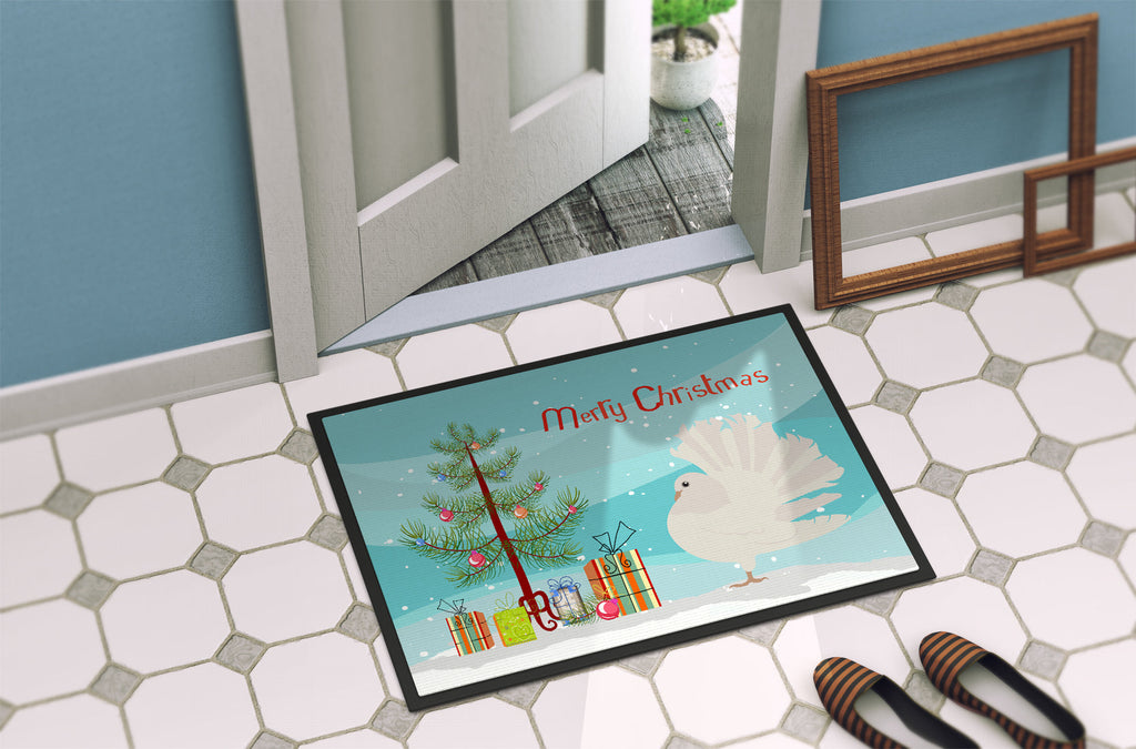 Silver Fantail Pigeon Christmas Doormat Indoor Outdoor 24H X 36W Front Door Mat Rugs for Entryway, Non Slip Washable Low Pile,