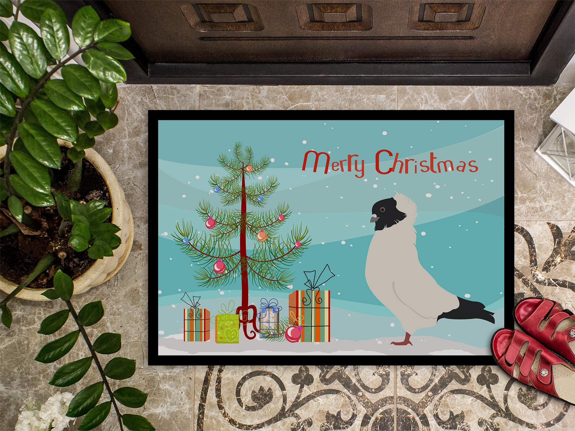 Nun Pigeon Christmas Doormat Indoor Outdoor 18H X 27W Front Door Mat Rugs for Entryway, Non Slip Washable