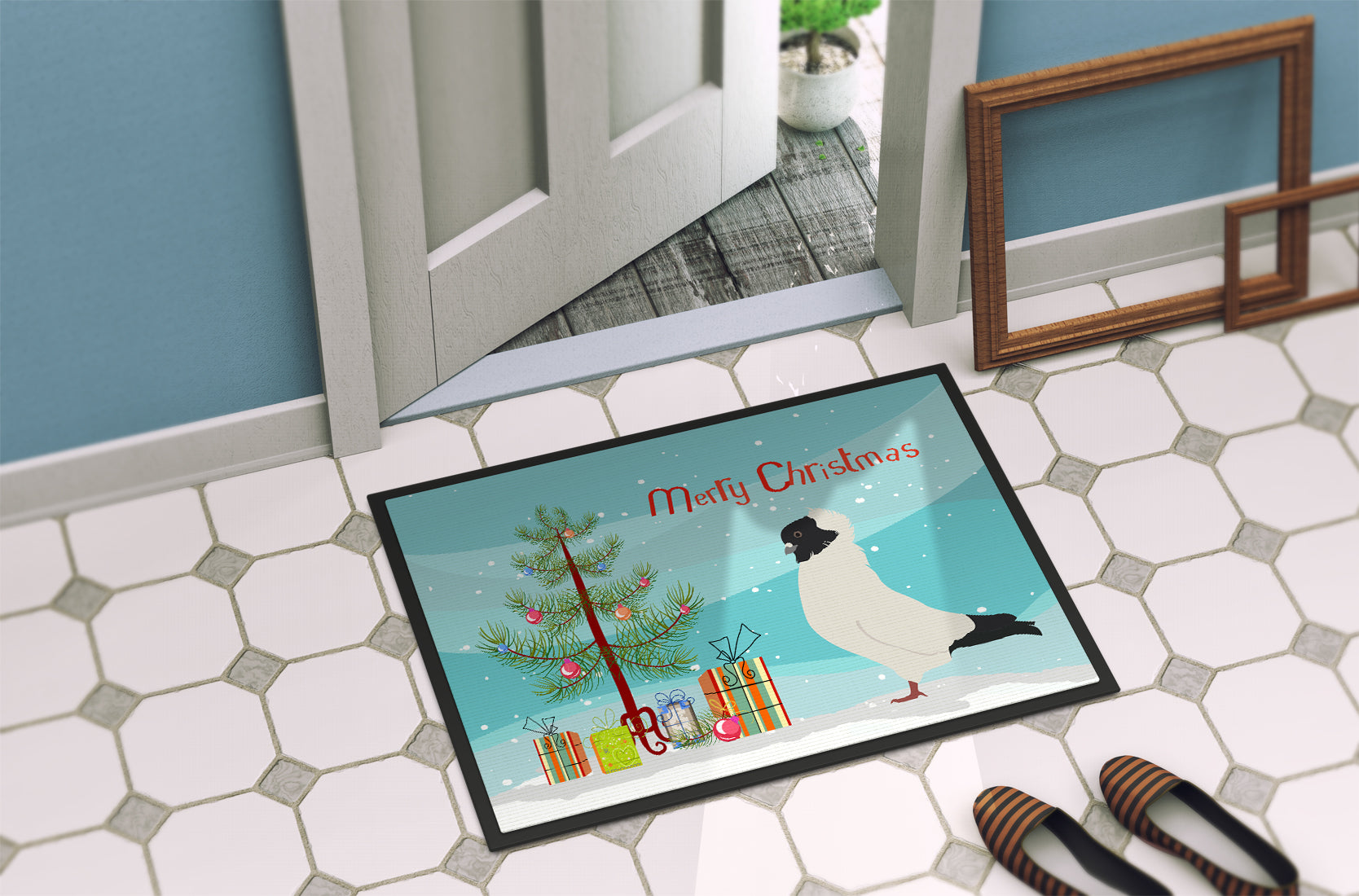 Nun Pigeon Christmas Doormat Indoor Outdoor 18H X 27W Front Door Mat Rugs for Entryway, Non Slip Washable