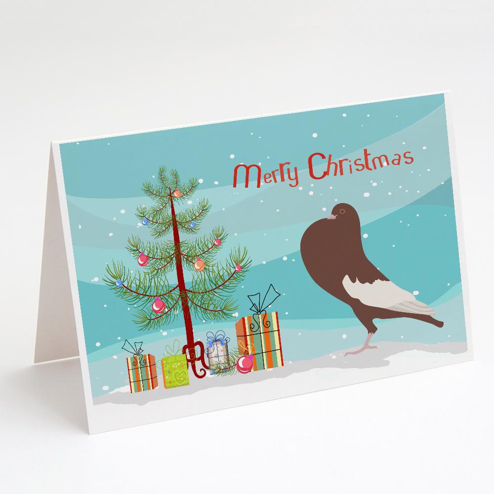 English Pouter Pigeon Christmas Greeting Cards Pack of 8 Blank Cards with Envelopes Whimsical A7 Size 5x7